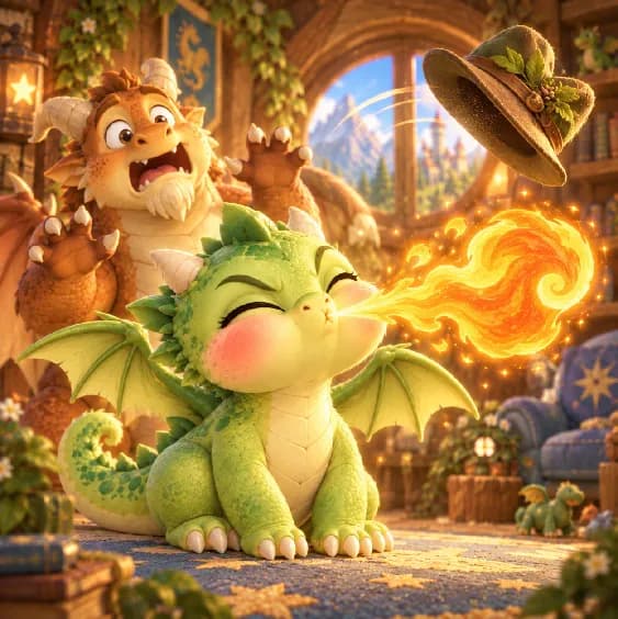 Baby Dragon's First Sneeze (Oops, Fire!)