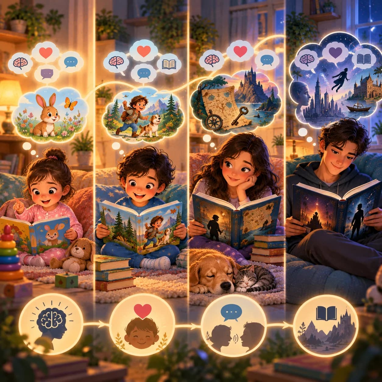 Table: what changes at each reading stage