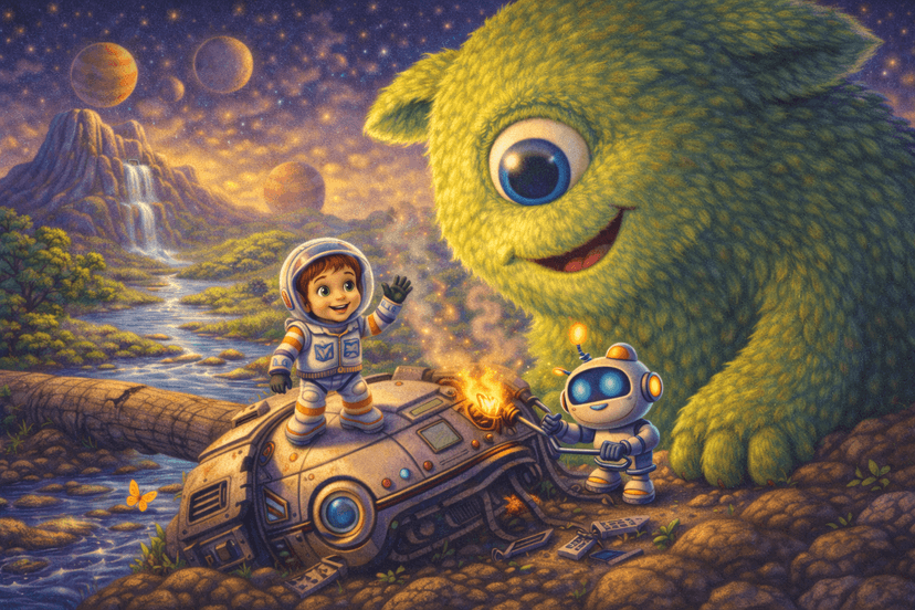The Tiny Astronaut and the Giant Planet